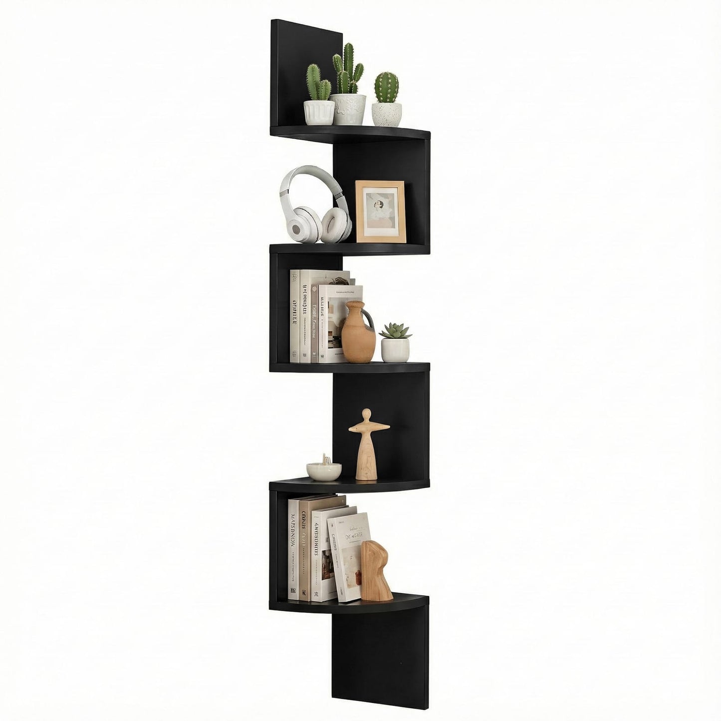 Corner Shelf 5 Tier Black 19x19x123cm