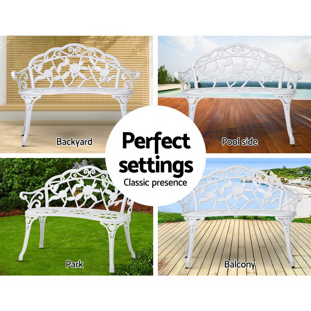 Outdoor Garden Bench - Vintage White