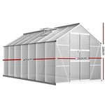 Greenhouse 4.1X2.5X2.26M Double Doors Aluminium Green House Garden Shed