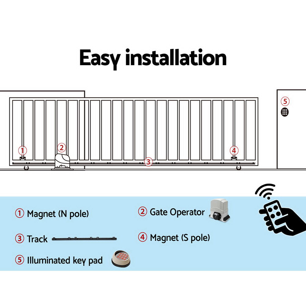 Automatic Sliding Gate Opener Kit Keypad 6M 1200Kg