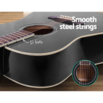 41 Inch Acoustic Guitar Wooden Body Steel String Dreadnought Black