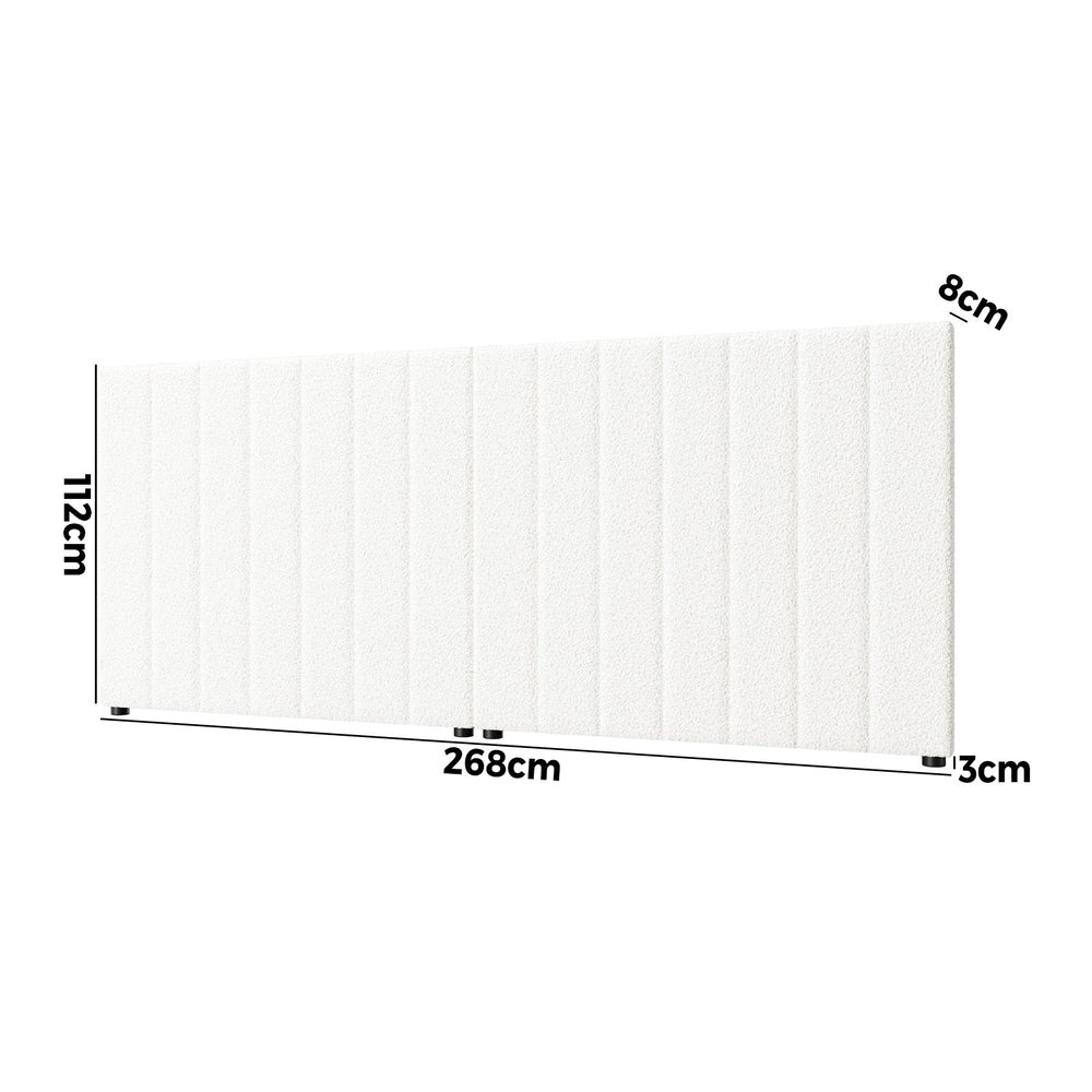 Bed Frame Headboard Double Queen King White Boucle