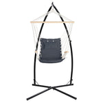 Hammock Chair With Steel Stand Armrest Outdoor Hanging Grey
