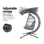Outdoor Egg Swing Chair Wicker Furniture Pod Stand Canopy 2 Seater Grey
