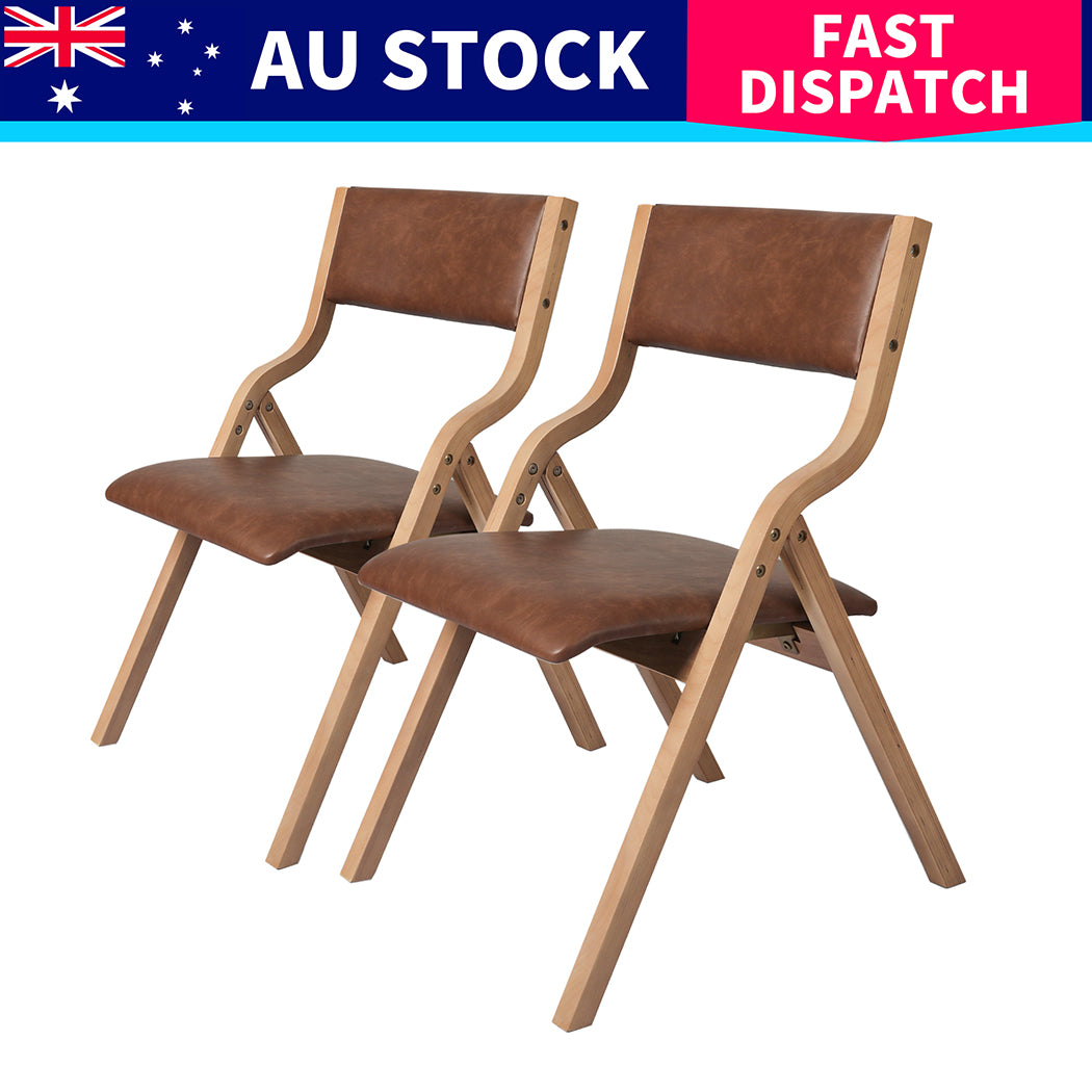 Stylish 4x Dining Chairs Foldable PU Tan Adjustable Height
