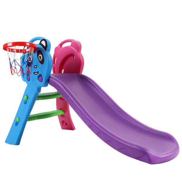  Kids Slide Set Basketball Hoop Indoor Outdoor Playground Toys 100Cm Blue