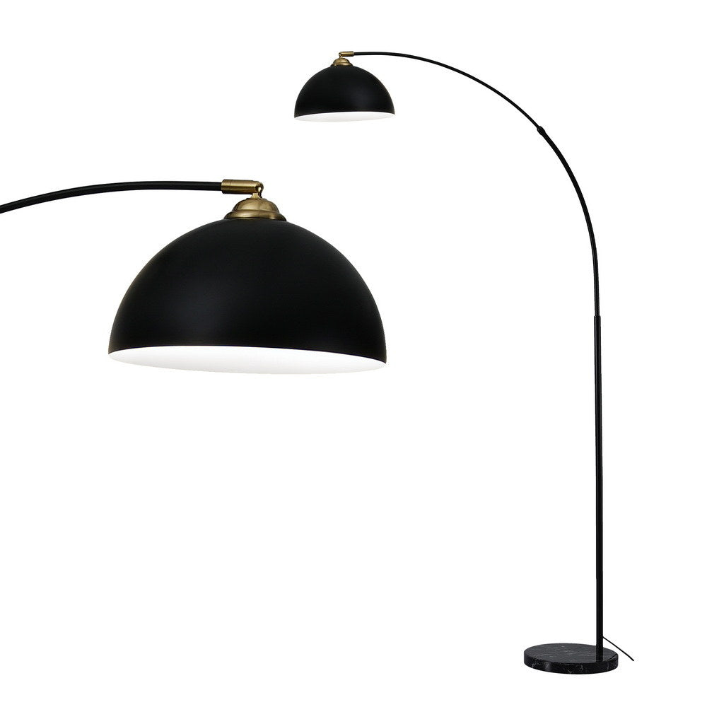 Modern Arched Floor Lamp Black Standing Heavy-Duty Marble Base for Living Room Bedroom