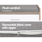 Fabric Seat Shoe Cabinet Bench: 8-Pair Storage