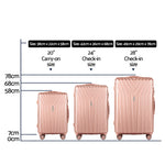 Pink 3Pc Luggage Trolley Set With Tsa Hard Case