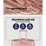 Pink 3Pc Luggage Trolley Set With Tsa Hard Case
