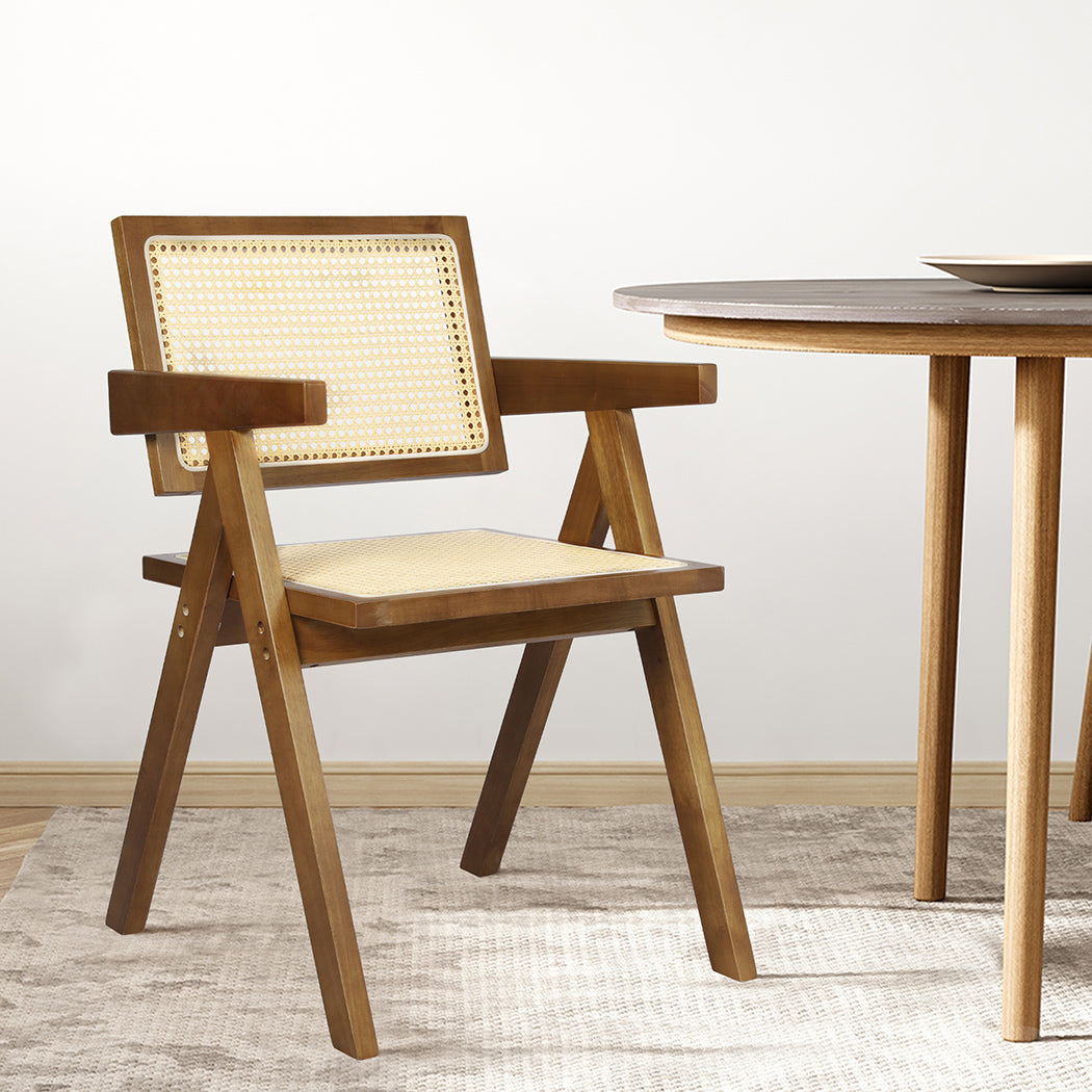 Modern 1x Walnut Wicker Armchair Dining Chair Premium Quality Build