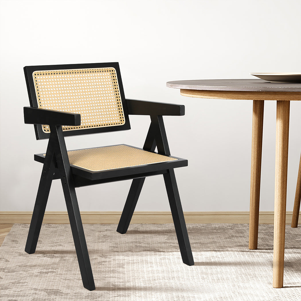 Premium 1x Black Wicker Armchair Dining Chair Easy Assembly