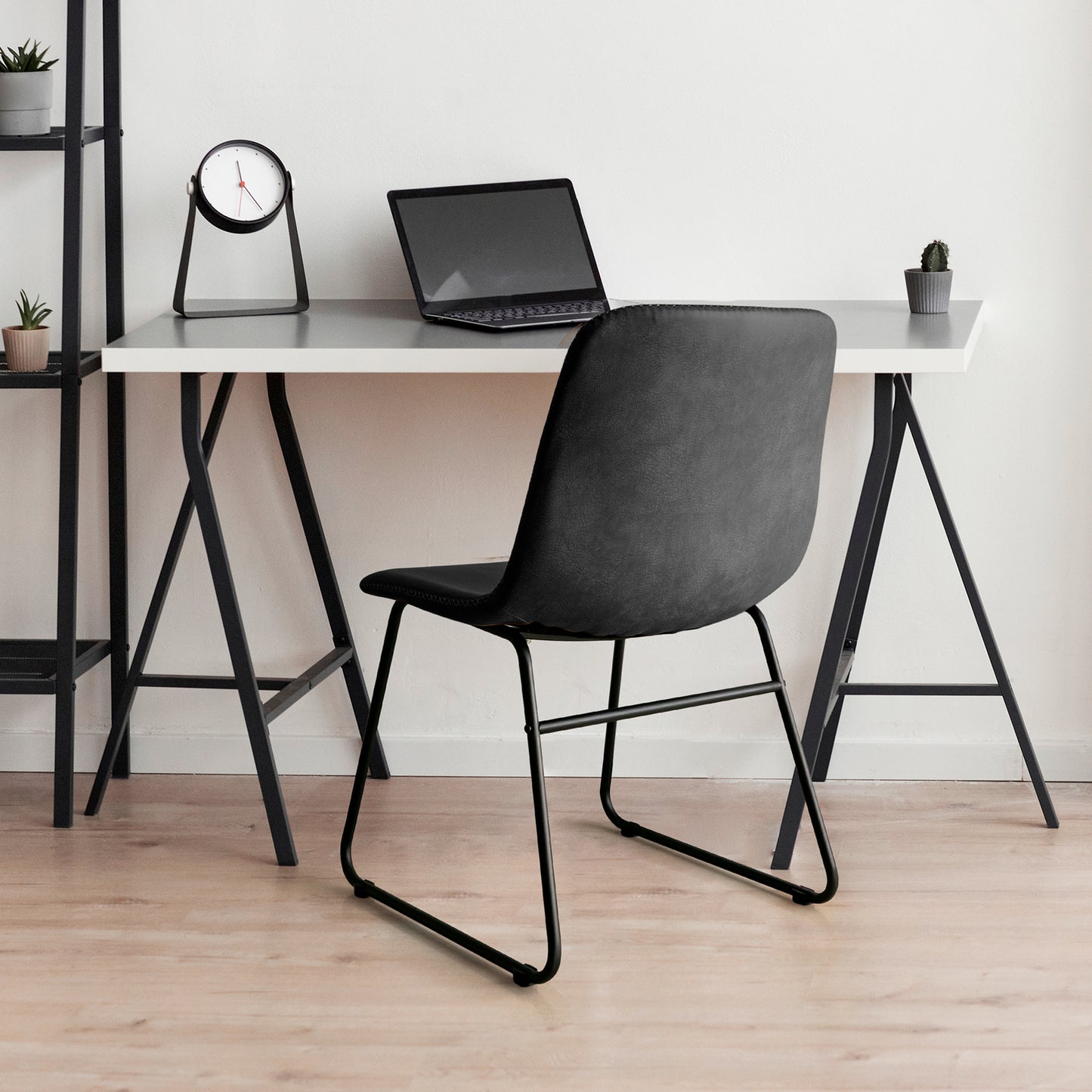 Dining Chairs Black Faux Leather 44x55x81cm