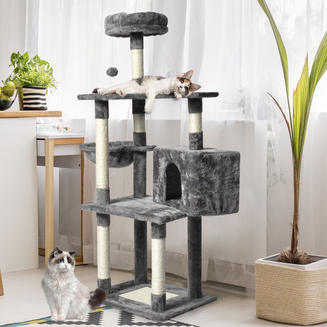 Cat Tree Scratching Post Grey 48x40x130cm
