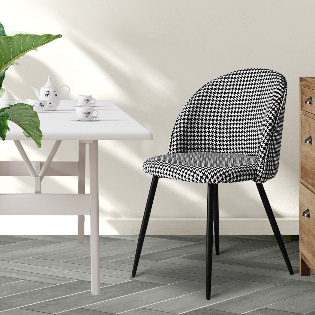 Luxury 2x Dining Chairs Kitchen Cafe Black and White Foldable