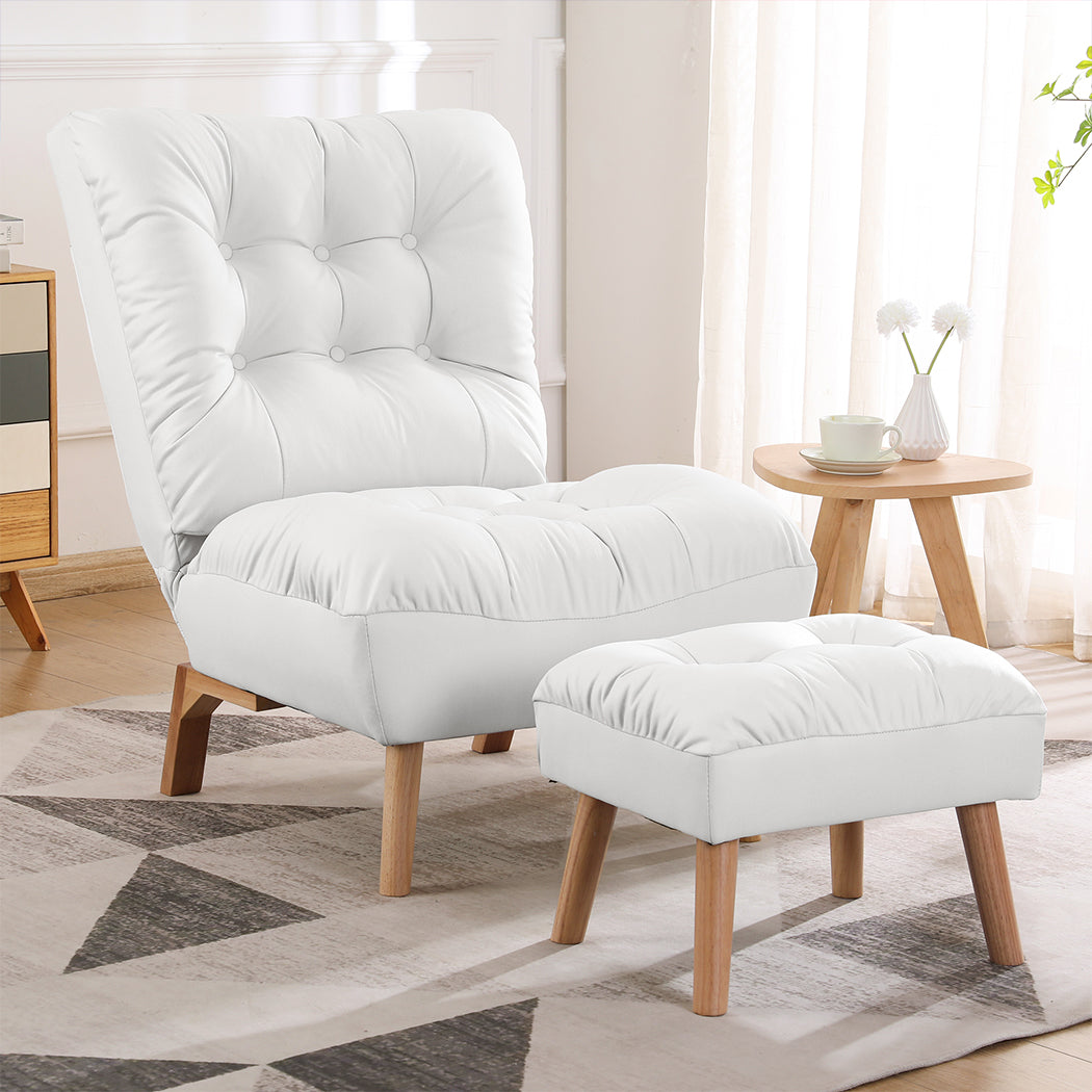 Premium Sofa Ottoman Set Accent Recliner Scandi Inspired Design