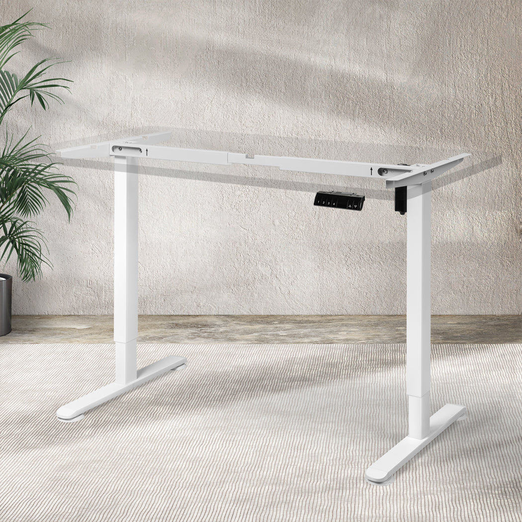 Contemporary Motorised Standing Desk Frame White Single Motor High