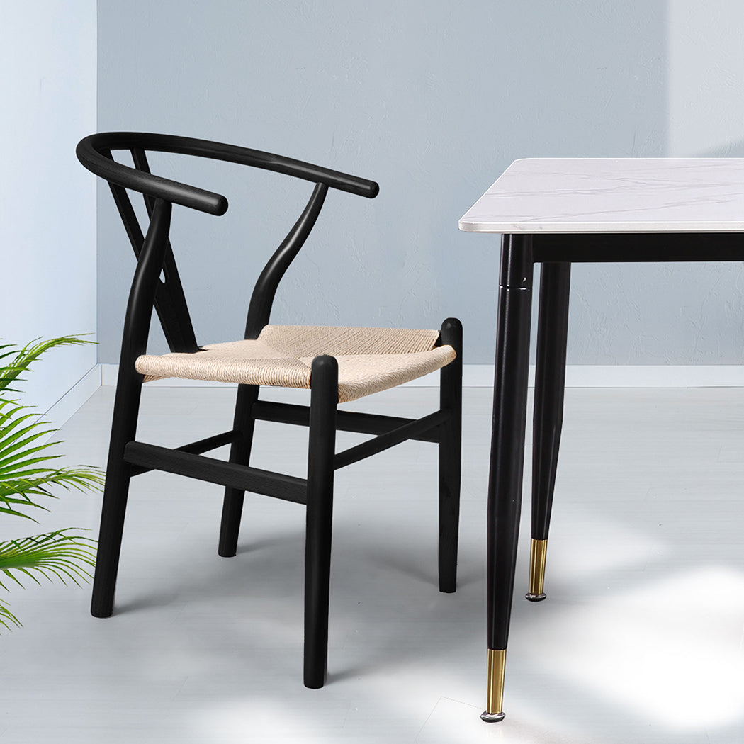 Ergonomic 2x Dining Chairs Wooden Hans Black Premium Quality Build