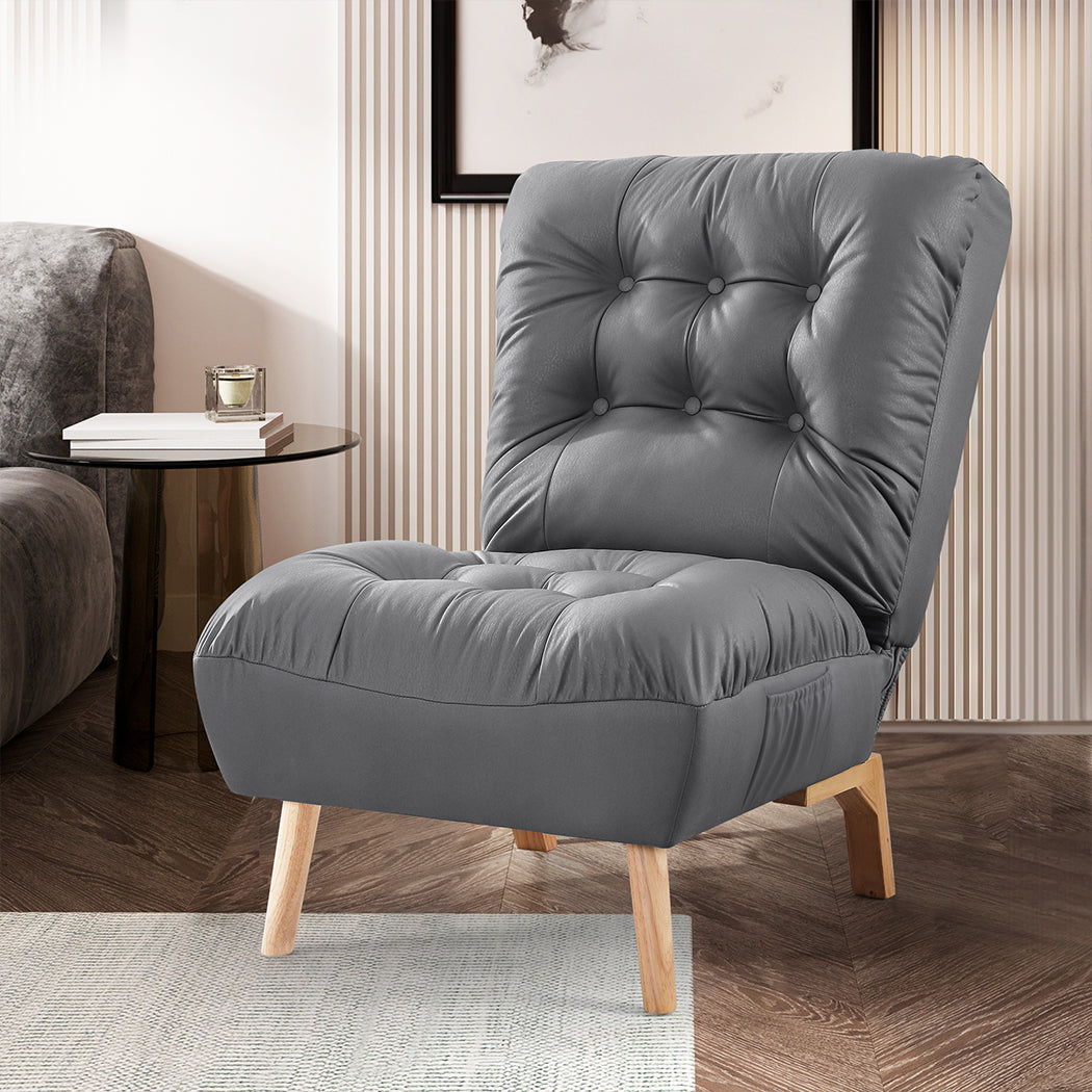 Premium Accent Chair Sofa Recliner Adjustable Grey Space-Saving