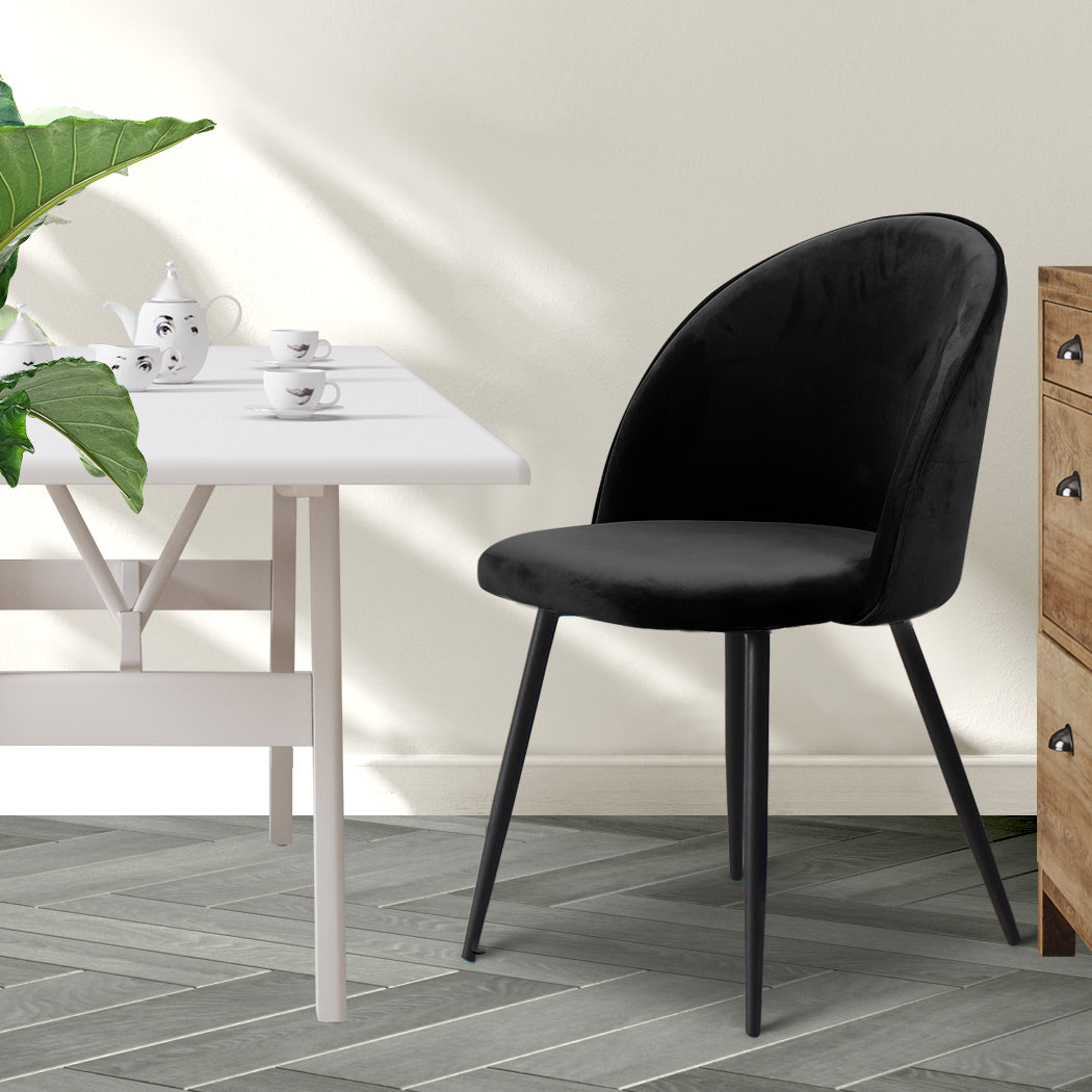 Stylish 2x Dining Chairs Kitchen Cafe Black Multipurpose Use