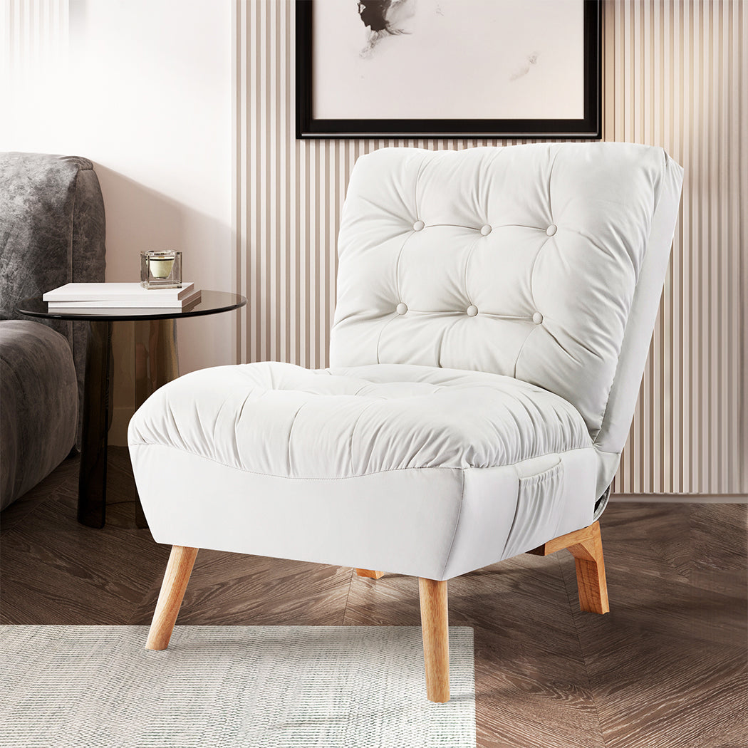 Premium Lounge Accent Chair Sofa Recliner Cream High Back Support