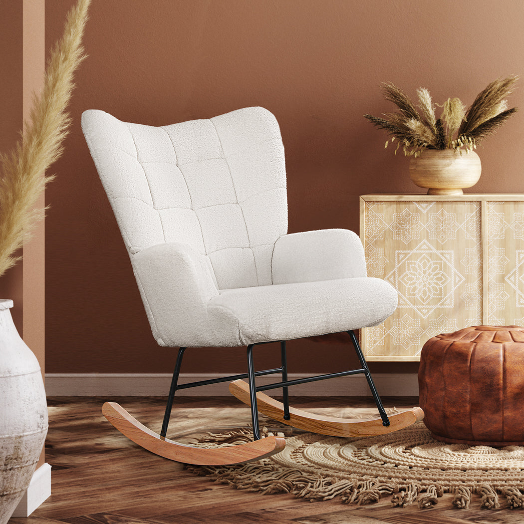 Functional Fleece Rocking Chair Adjustable Height Classic Durable