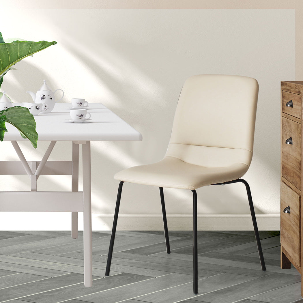 Premium Stackable Dining Chairs Kitchen Beige Multipurpose Use