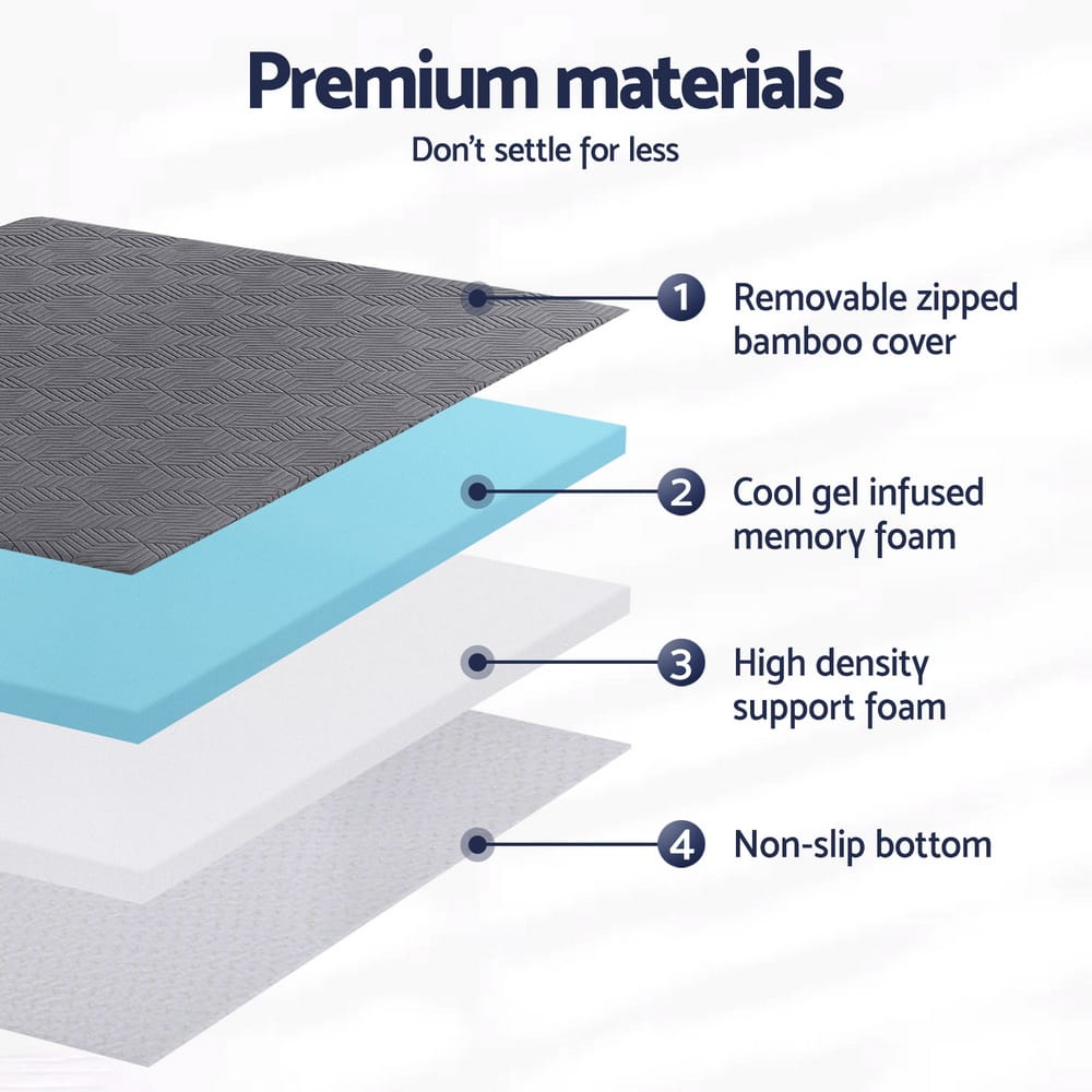 Memory Foam Mattress Topper Gel Layered 190x137cm
