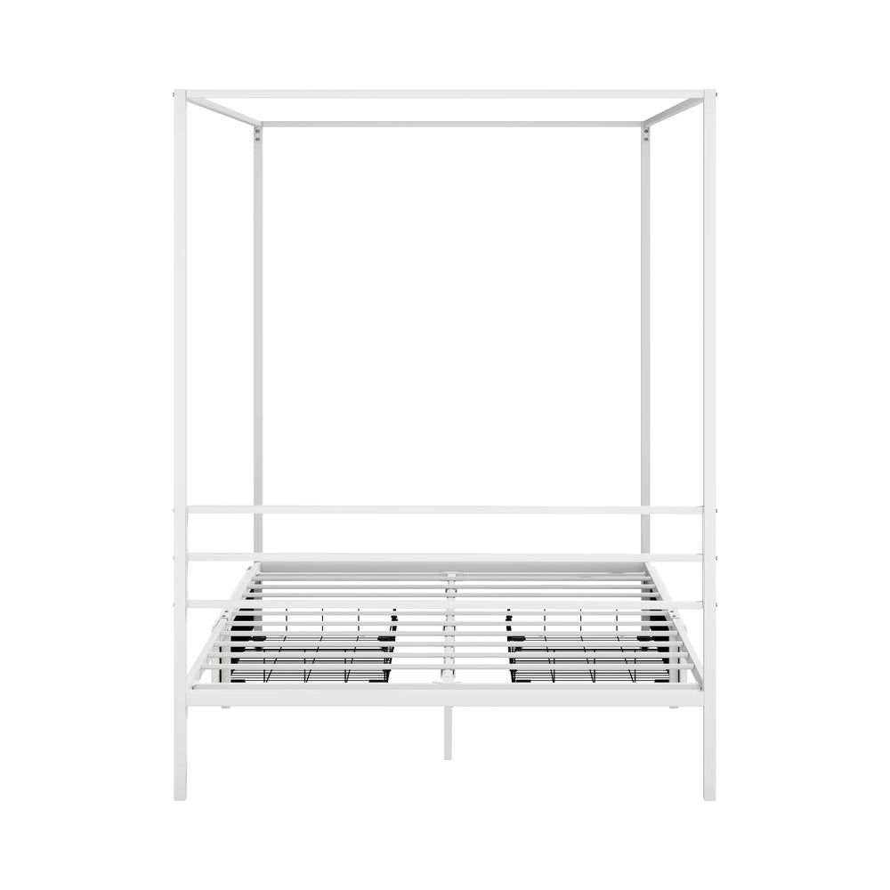 Canopy Double Bed Frame with 2 Drawers White