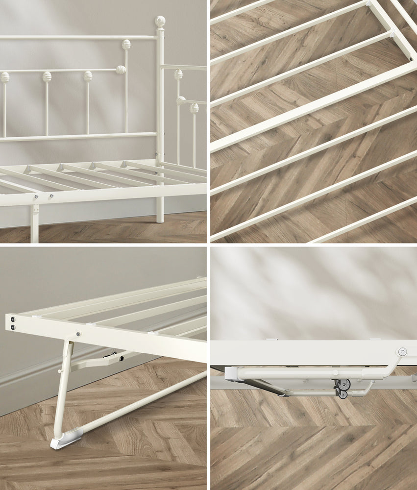 Trundle Bed Frame Single Size Metal 2x Single Beds