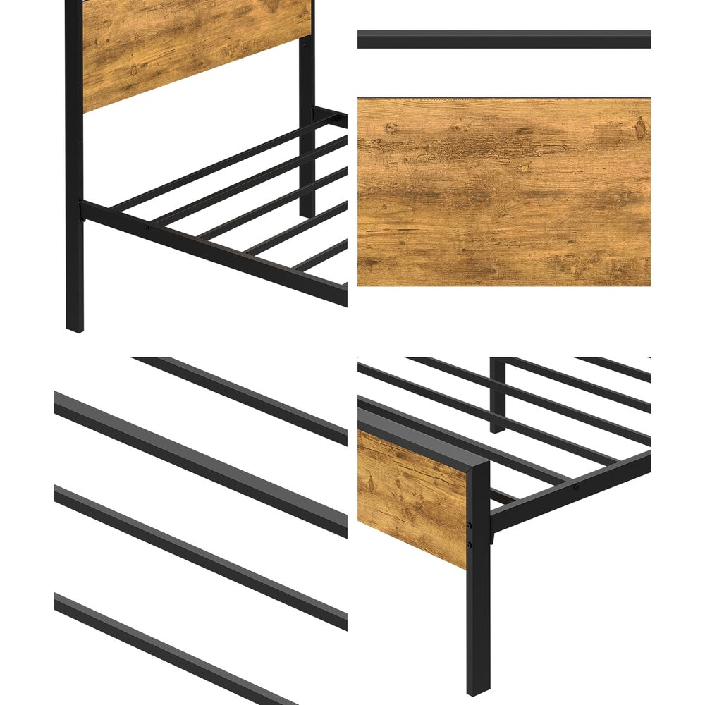 Metal Bed Frame Natural Steel 200x92x99.5cm
