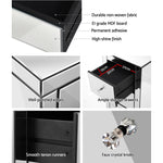 Bedside Table 3 Drawers Mirrored - Presia Silver