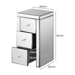 3 Drawers Mirrored Nightstand Bedroom Storage Cabiner End Table
