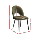 Dining Chairs Set Of 2 Velvet Hollow Green