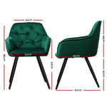 Set Of 2 Cadining Chairs Kitchen Chairs Upholstered Velvet Green
