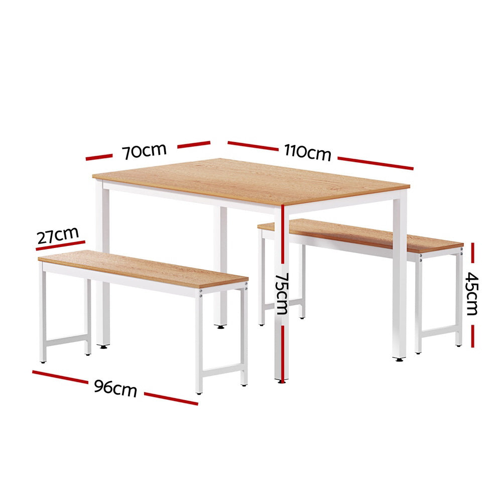 3PC Dining Table and Chairs Set Metal Kitchen
