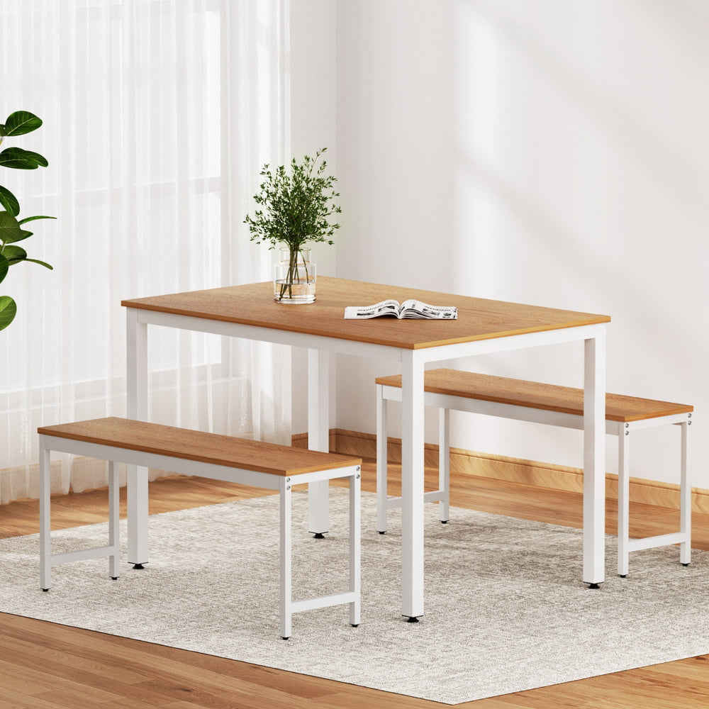 3PC Dining Table and Chairs Set Metal Kitchen