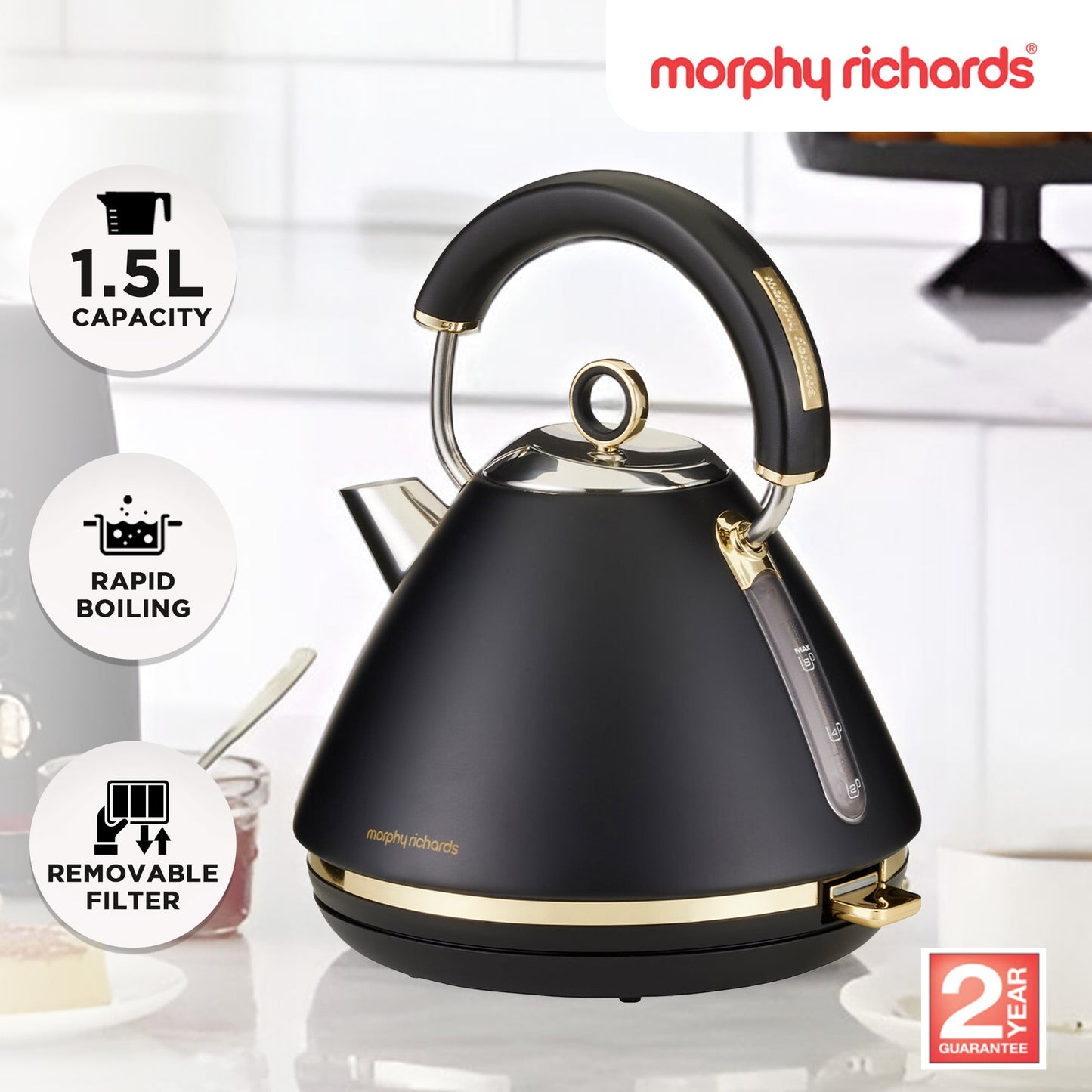 Electric Kettle Rapid Boil Stainless 27.7x24x22cm
