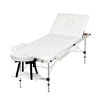 Massage Table 85Cm Portable 3 Fold Aluminium Beauty Bed Black