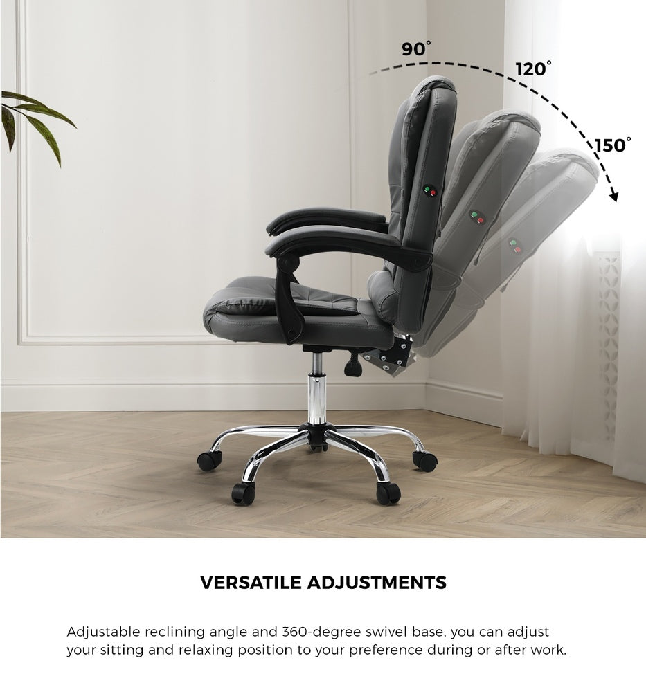 Massage Office Chair Racing Chairs PU Leather Grey