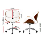 Wooden Office Chair Leather Seat White