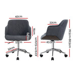 Wooden Office Chair Fabric Seat Grey
