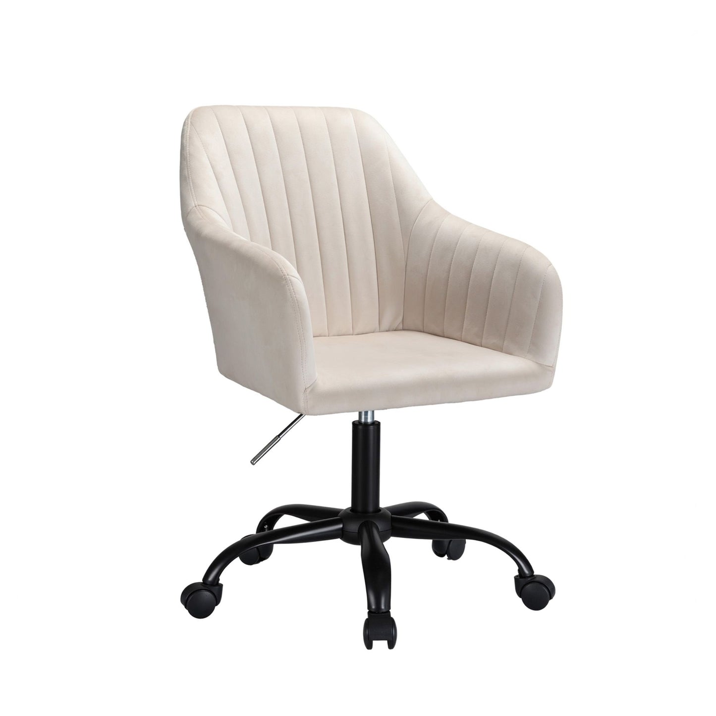 Office Chair Velvet Seat Cream/Dark Grey