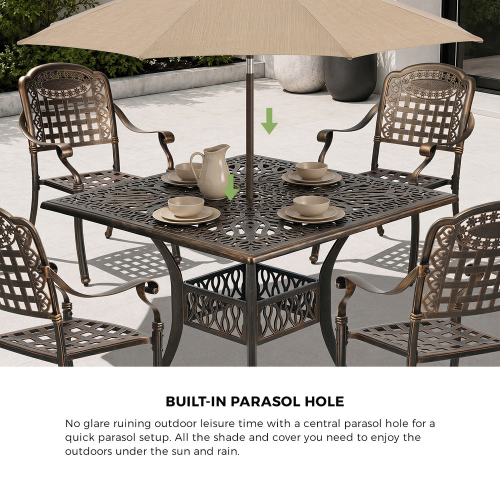 Outdoor Dining Set Bronze Aluminium 90x90x75cm