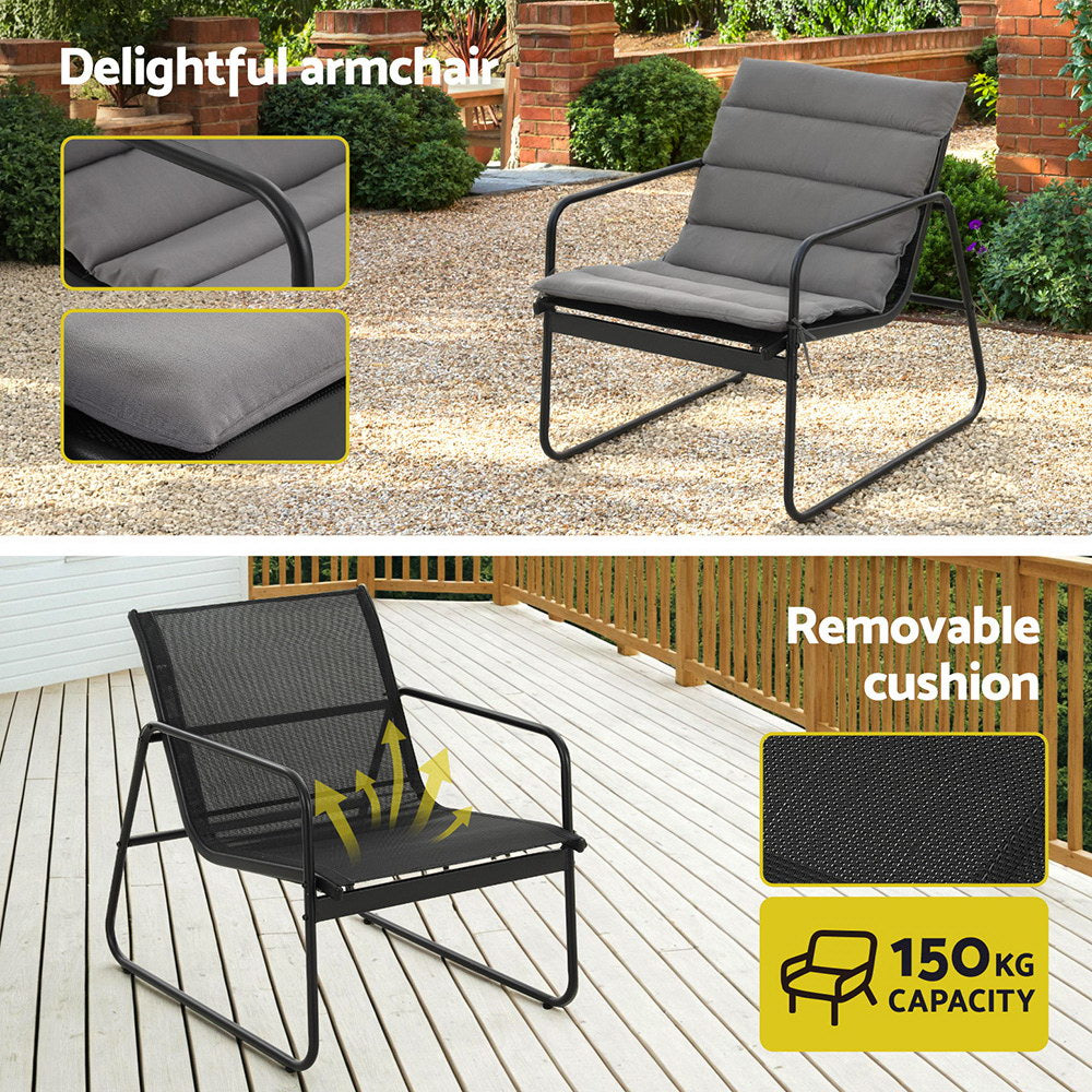 4PCS Outdoor Sofa Set Table and Chairs Cushion textilene Patio Furniture