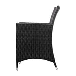 3Pc Bistro Set Outdoor Furniture Rattan Table Chairs Cushion Patio Garden Idris