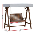 Outdoor Wooden Swing Chair Garden Bench Canopy 2 Seater Charcoal