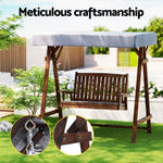Outdoor Wooden Swing Chair Garden Bench Canopy 2 Seater Charcoal