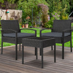 3Pc Patio Furniture Bistro Set Wicker Outdoor Lounge Setting Black