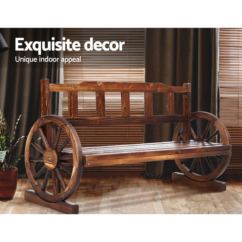 Outdoor Garden Bench Wooden 3 Seater Wagon Chair Lounge Patio